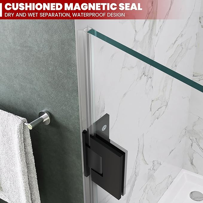 Bathroom Frameless Shower Door 28" W*72" H, 5/16" Clear Tempered Glass Hinged