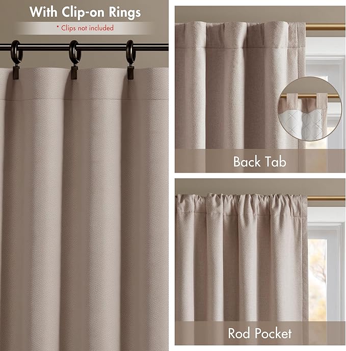 Madison Park Karien 100% Blackout Curtains 52x95 – Linen, 2-Layer Noise (2-PK)