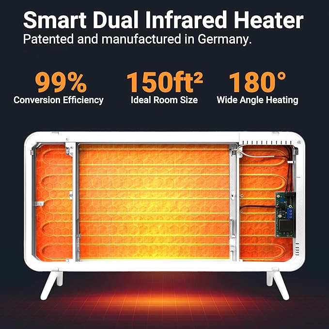 Könighaus 600W Smart Dual Space Heater – Wall heater and mobile use – WiFi App