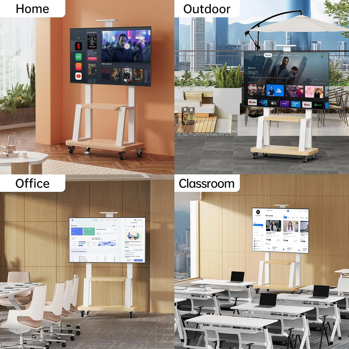 Mobile TV Stand on Wheels for 32-75 Inch TVs