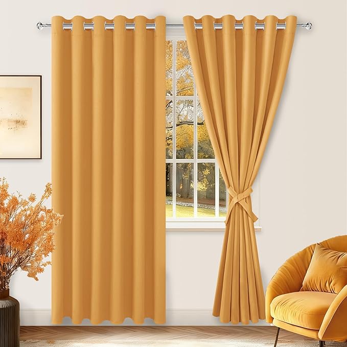 Hiasan Room Darkening Curtains for Bedroom, 70 x 84 Inches