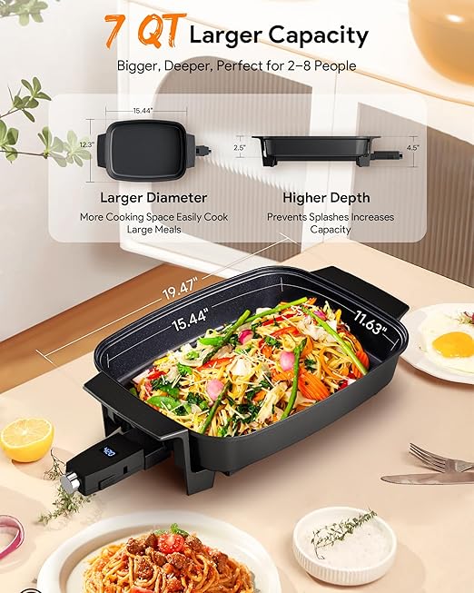 Nuwave Medley XL Digital Electric Skillet, Family Size Griddle w/Glass Lid