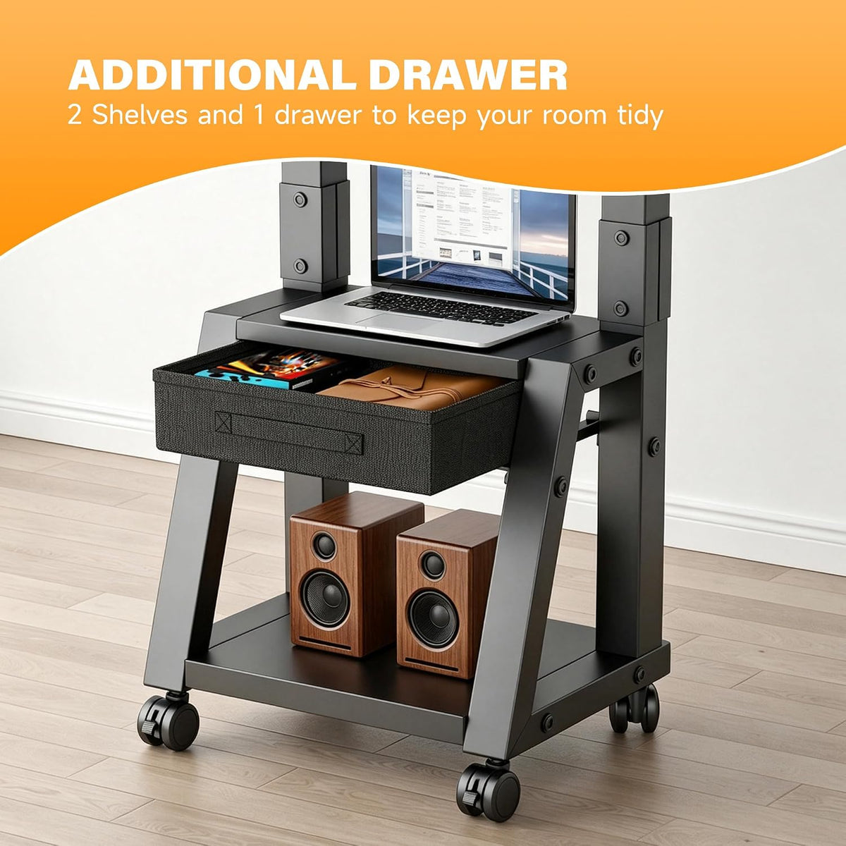Heavy Duty TV Carts on Wheels for 32-75" TVs Rolling Floor Stand w/Drawer
