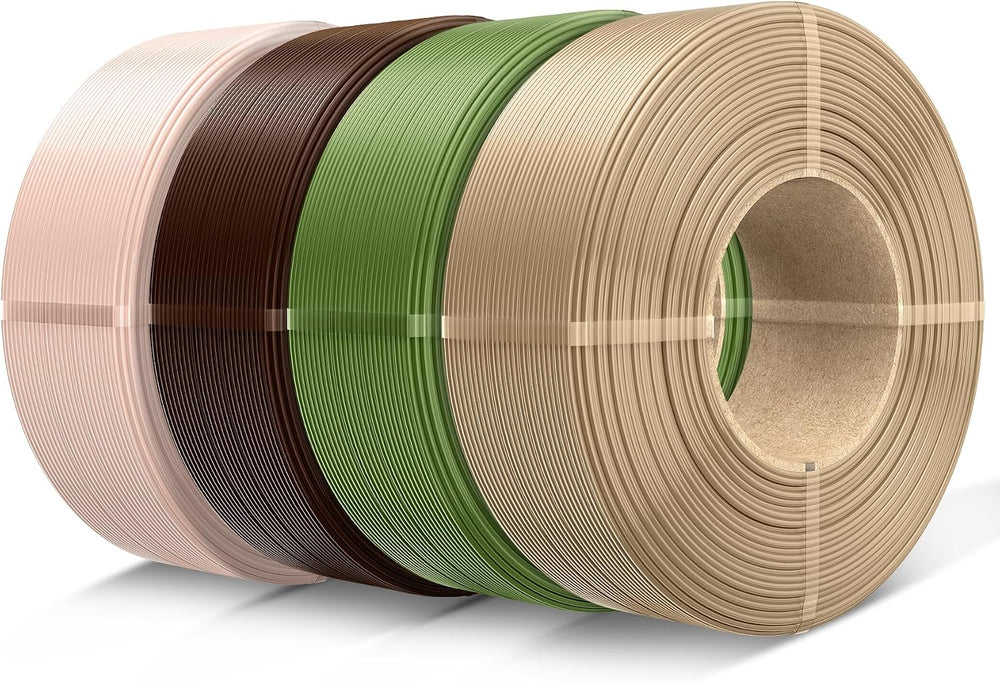 SUNLU Filament Refill 1.75mm,Beige+Coffee Brown+Olive Green+Oak