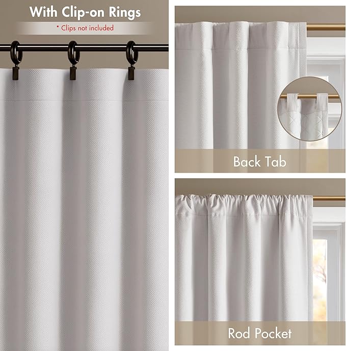 Madison Park Karien 100% Blackout Curtains 52x108 – White, 2-Layer Noise (2-PK)