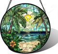 DASTOLL Stained Glass Window Hanging, and Mom 11.8x11.8 in