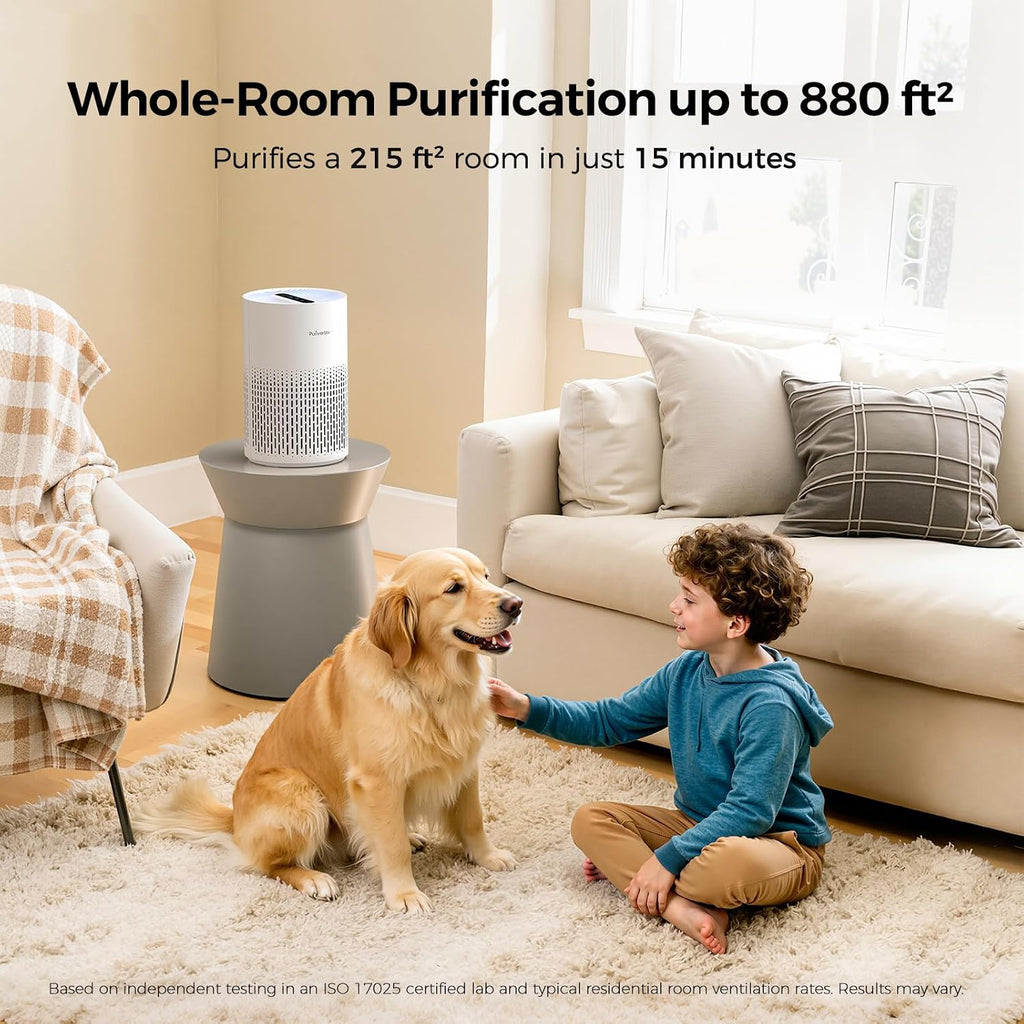 Purivortex Air Purifiers for Home, Covers Up to 880 Sq Ft, PX500 White