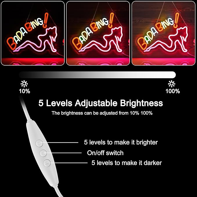 ZODZ Bada Bing Neon Sign for Wall Décor Sopranos Merch Girls Dimmable LED Neon