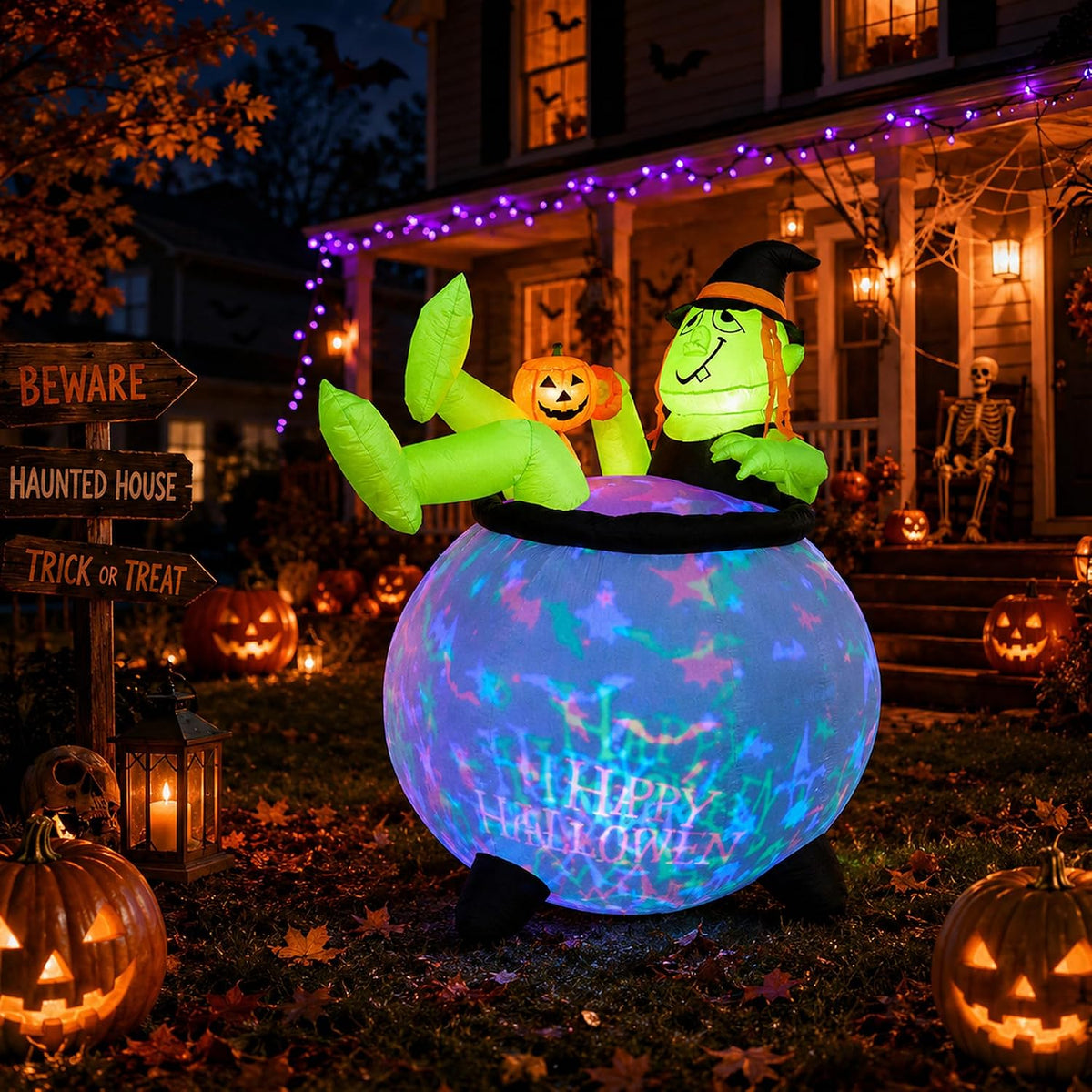 5 FT Halloween Inflatables Outdoor Decoration, LED Outdoor Yard Decoration