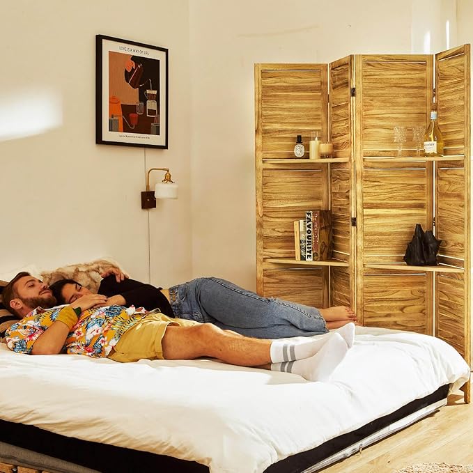 Partition Room Dividers, 67 * 51inch Folding Wood Privacy Screen