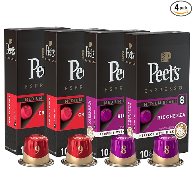 Peet's Coffee, Medium Roast Espresso Capsules Variety Pack, Compatible (40CT)