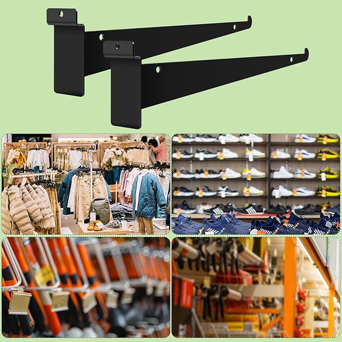 18 Pack Slatwall Shelf Bracket 12 inch, Heavy Duty Metal Shelf Brackets