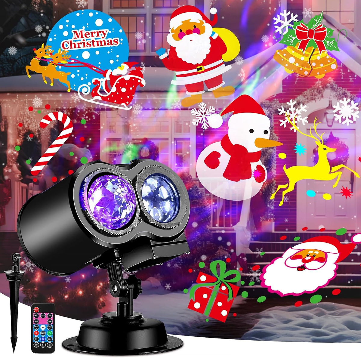 Brighter Halloween Projector Lights, 2026 Upgraded Halloween Decorations Holiday Projector Display 4 Patterns at A Time (Ocean Wave & Patterns), 4 Holiday Themes Christmas’ Day Decor Light