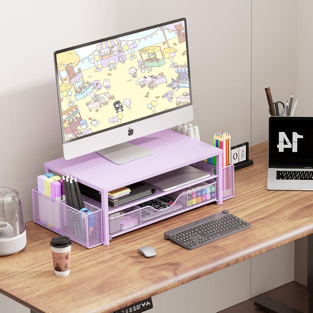 opnice desk organizer and accessories, 2-tier computer monitor showing dimensions