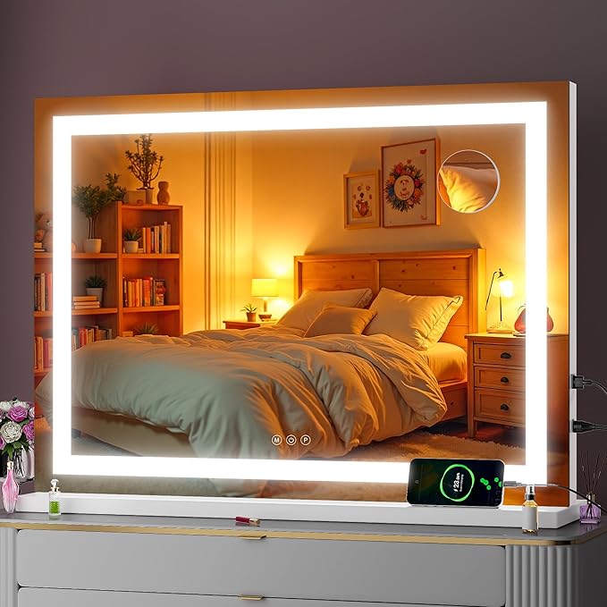 Vanity Mirror with Lights, Dimmable 3 Modes, Memory Function, Smart Touch