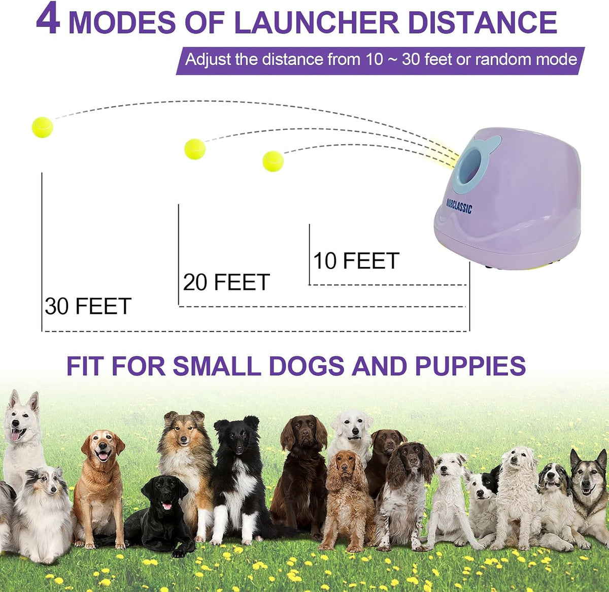 Automatic Dog Ball Launcher Tennis Ball Thrower Machine with 6 Balls,Remote