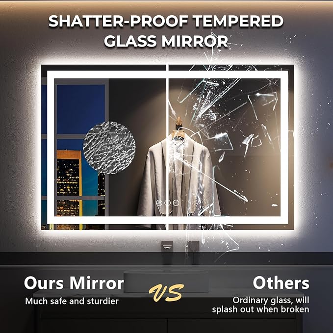 YEELAIT 60x40 Inch LED Bathroom Mirror