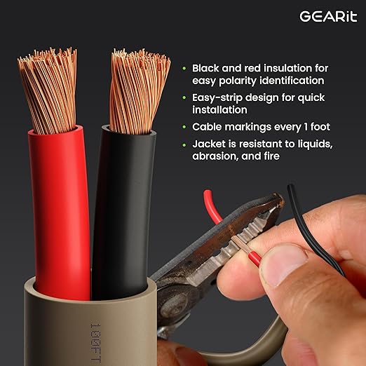 GEARit Outdoor Speaker Wire CL3 Rated, 14 Gauge Speaker Wire, Speaker Cable 100