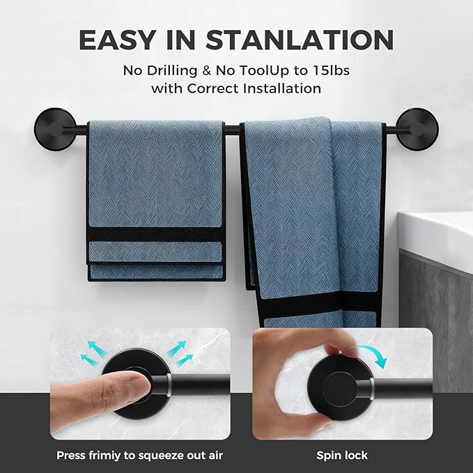 Adjustable Suction Cup Towel Bar (2 Pack)