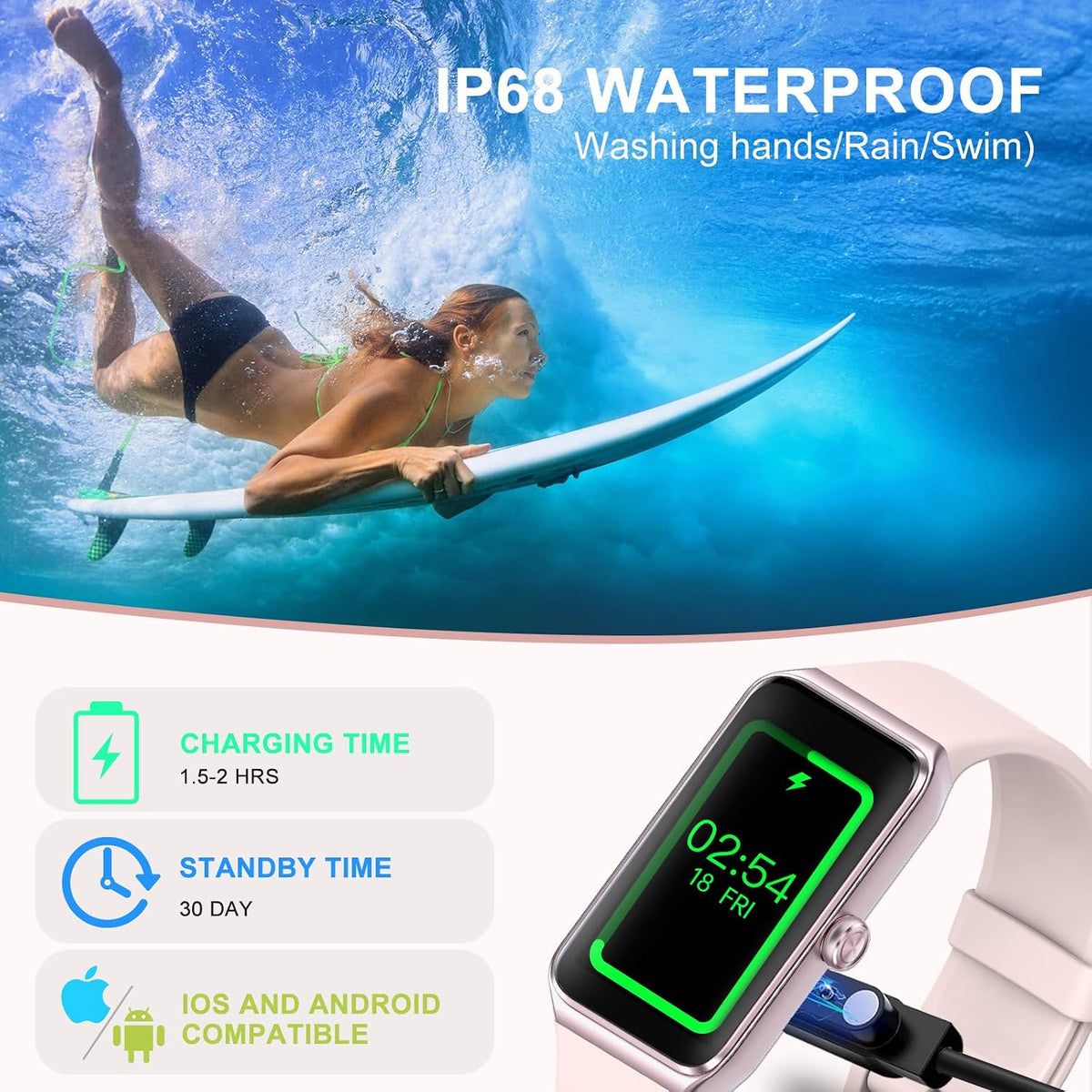 fitness tracker with 24/7 heart rate blood pressure on a desk or shelf
