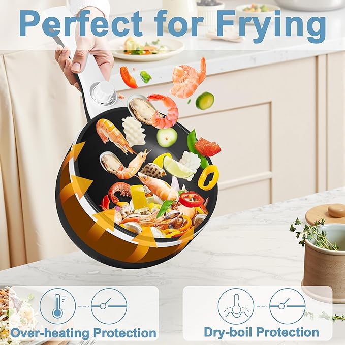 Dezin Hot Pot Electric with Steamer Upgraded, Non-Stick Sauté Pan, Rapid