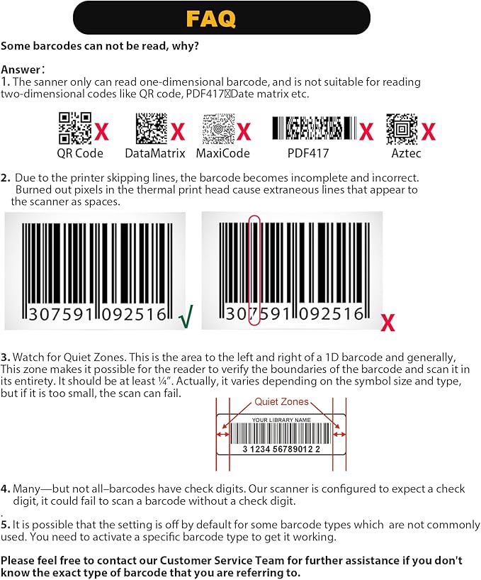 NADAMOO Wireless Barcode Scanner 328 Feet Transmission Distance USB Cordless 1D