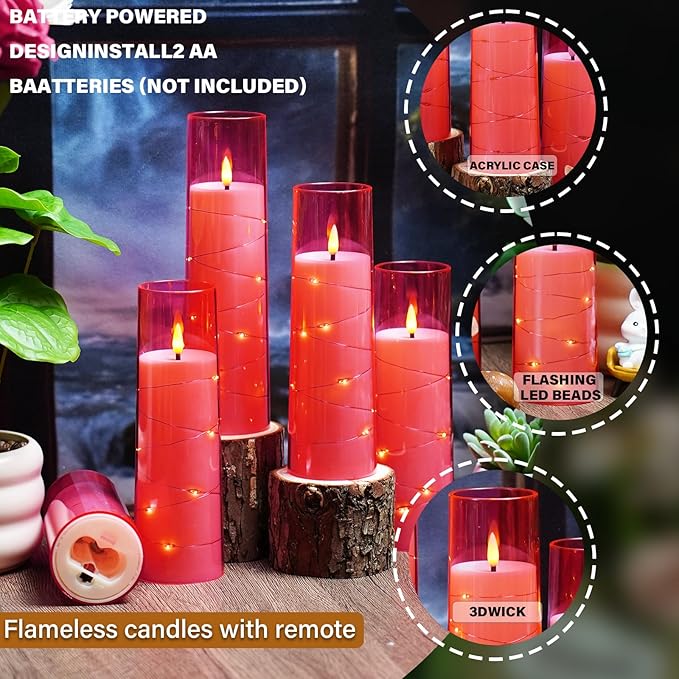 Flickering Flameless LED Candles, Battery Operated Candles 9 Pcs