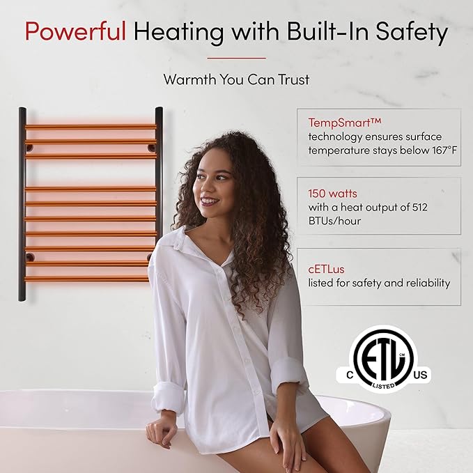 Heated Towel Rack, 10-Bar Wall-Mounted Electric Towel Warmer, Matte Black