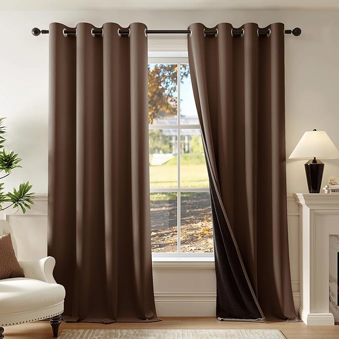 Beauoop 100% Blackout Curtains 63 Inch Long 2 Panels