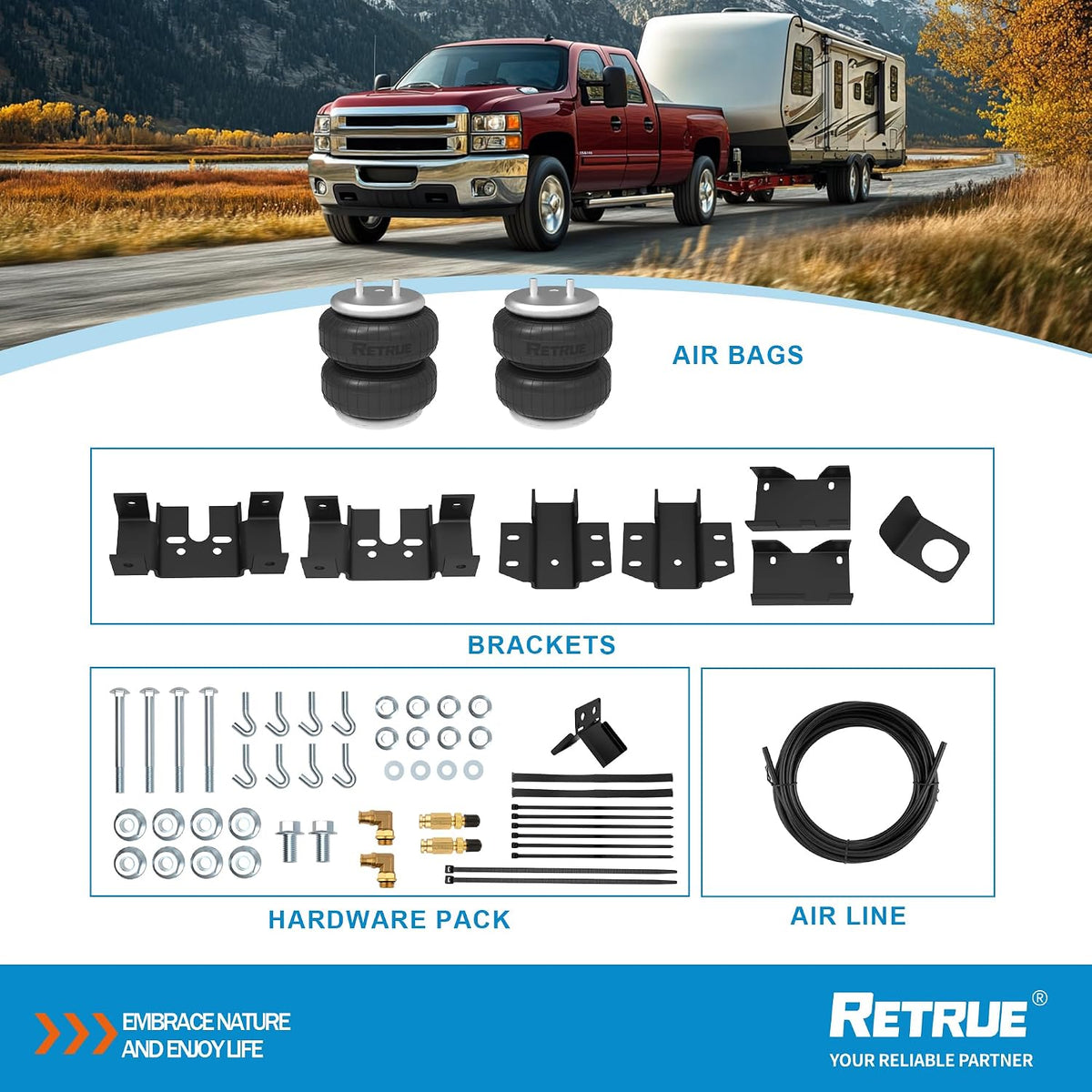 retrue rear air bags suspension kit for silverado, view 9
