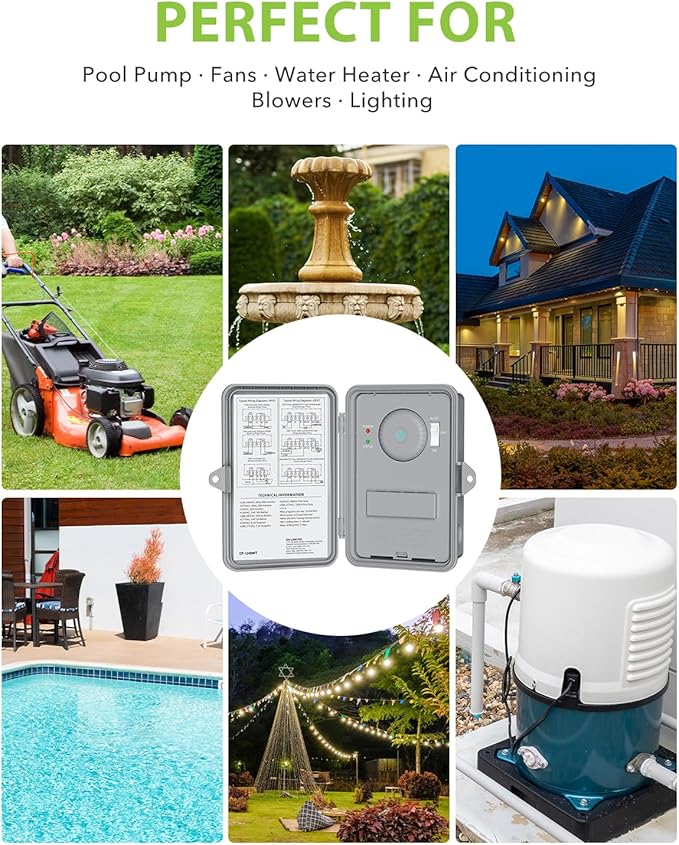 BN-LINK Pool Pump Timer, Outdoor Indoor Smart Wi-Fi Timer Box, 2HP 40A Max