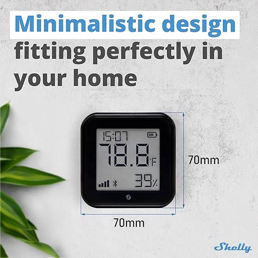 Shelly H&T Gen3 Black | Wi-Fi and Bluetooth Smart Temperature & Humidity Sensor