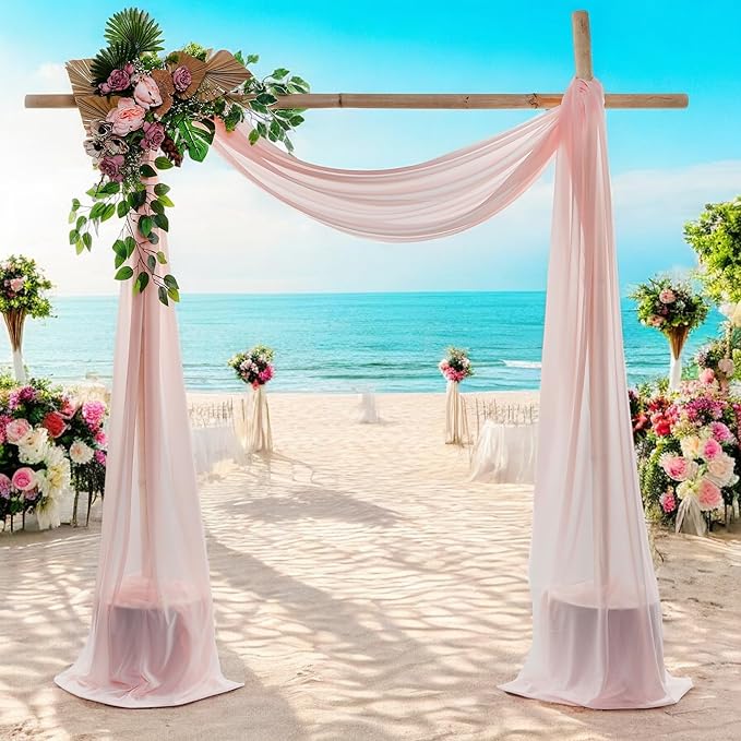 MDS Halloween Chiffon Draping Fabric - 2 Panel, 30" Wide x 50ft Long - Sheer Spooky Arbor & Canopy Drapery for Haunted House Backdrops, Party Ceilings, DIY Costumes & Themed Events - Dusty Rose (Pack of 2)