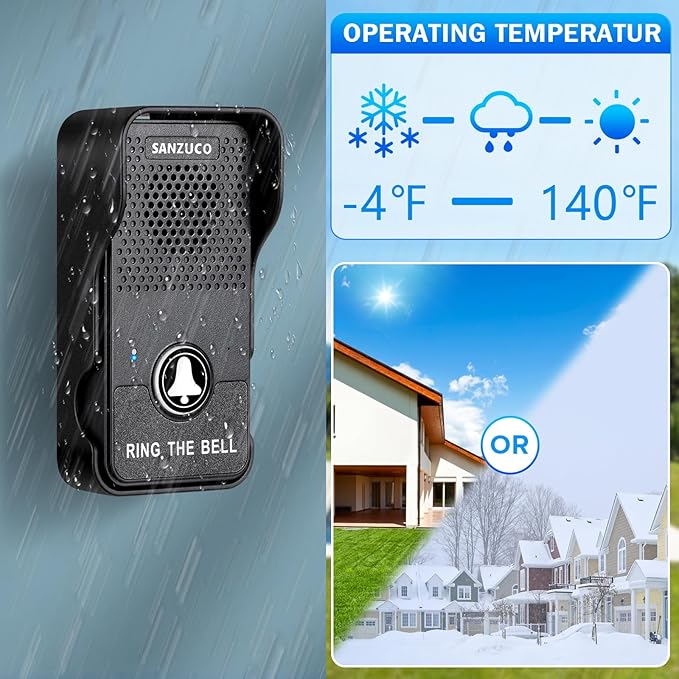 Doorbells, Hands Free Wireless Doorbell Intercom Upgrade, Waterproof Full
