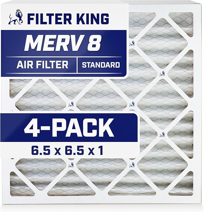 Filter King 6.5x6.5x1 Air Filter | 4-PACK | MERV 8 HVAC Pleated A/C Furnace