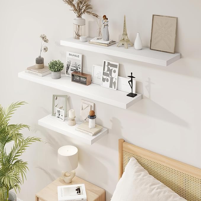 48in Floating Shelves for Wall, 2 Pack Long Wall Mounted Engineered Wood Shelves