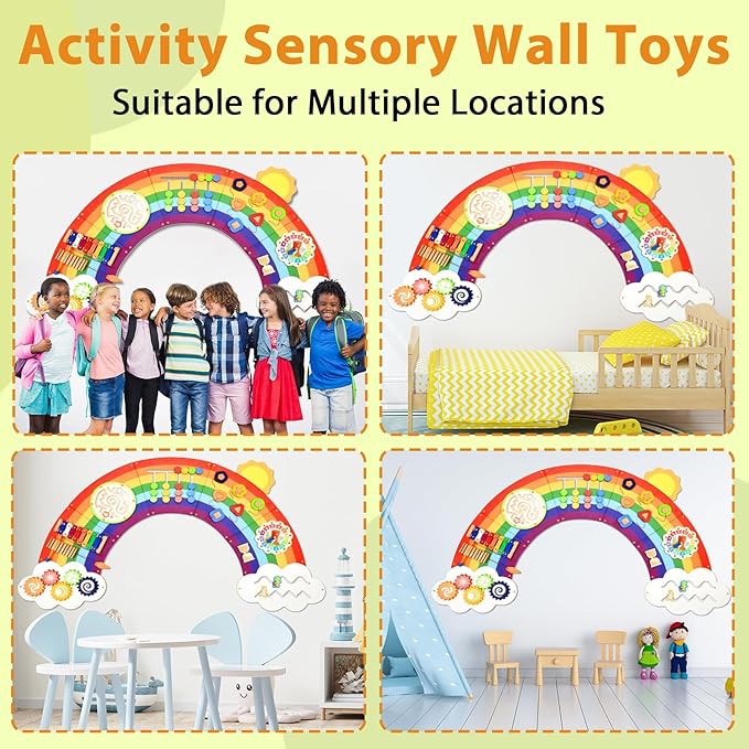 5FT Large Sunshine Rainbow Wooden Activity Wall Panel Christmas Gift