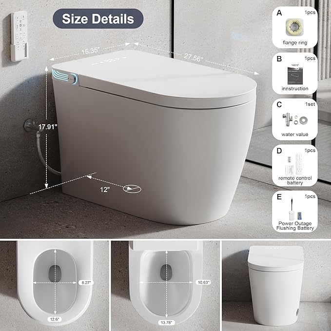Smart Toilet with Bidet Built in, Bidet Toilet with Heated Seat and Night Light