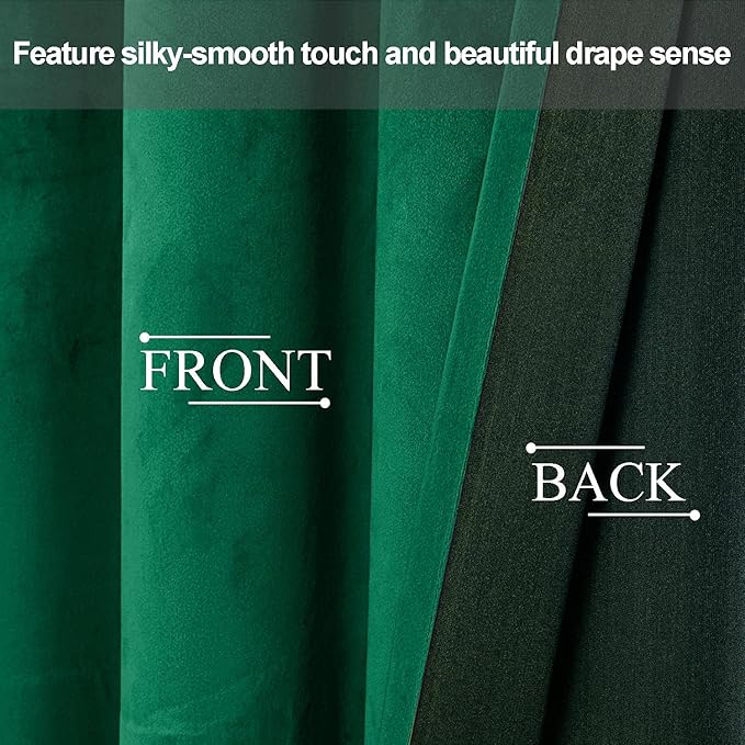 JIUZHEN Green Velvet Curtains 96 inches
