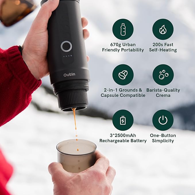 OutIn Nano Portable Electric Espresso Machine, Travel Coffee Maker