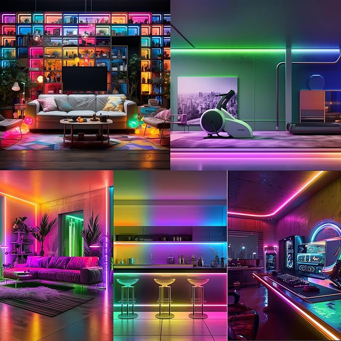 40ft COB RGB+IC LED Strip Lights, Bright Dream Color COB LED Light Strip (2 Rolls)