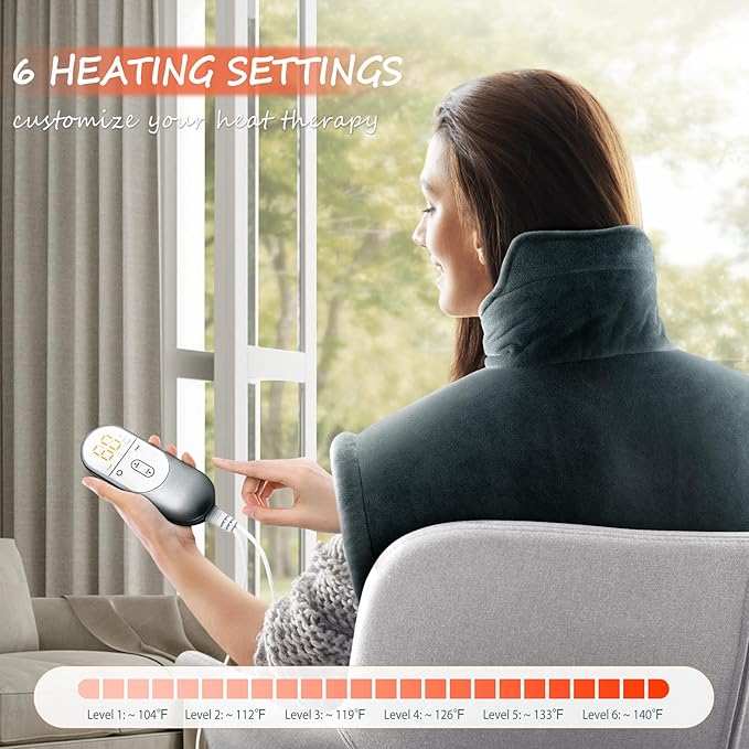 Neck Heating Pad Gifts for Dad, XL Weighted Shoulder Heat Pad, Back Pain Relief