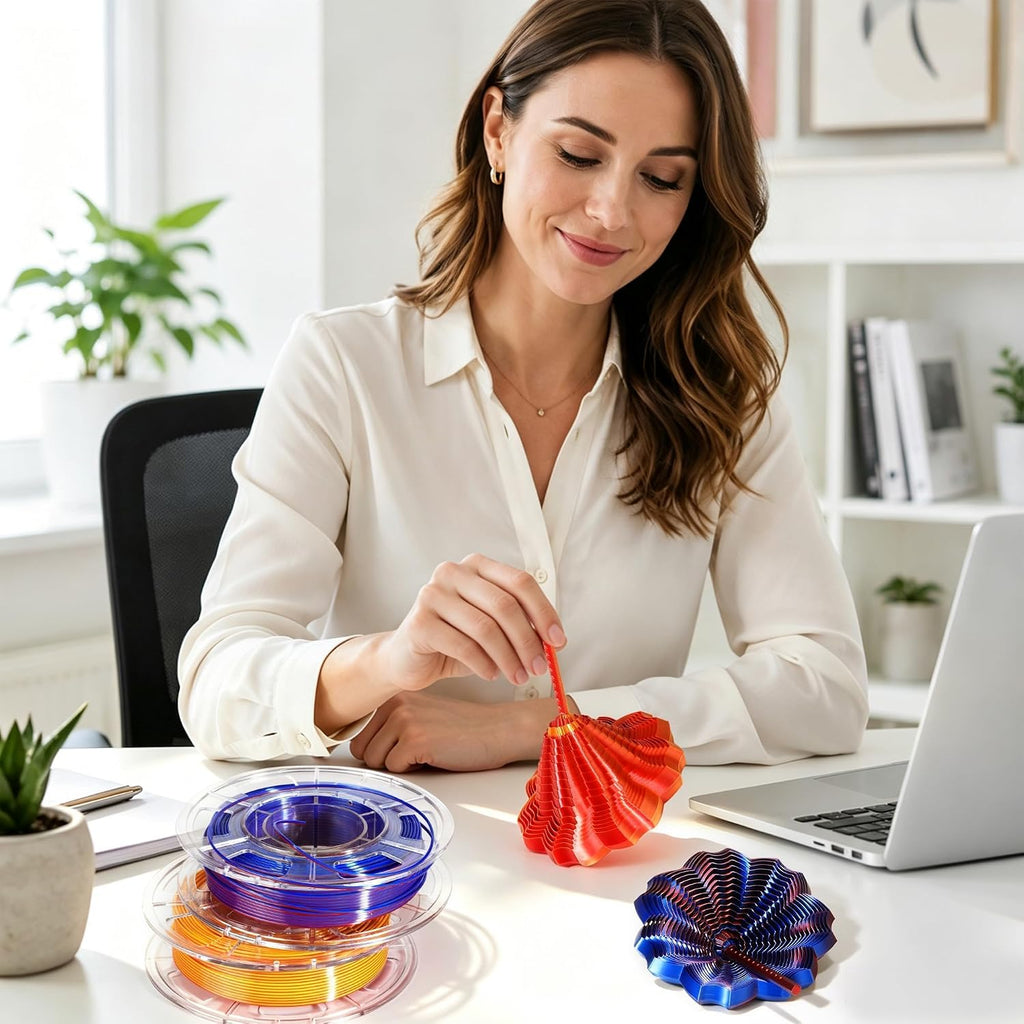 Dynta 3D Printer Filament Bundle, Silk PLA 6x250g Shiny Dual Color 1.75mm