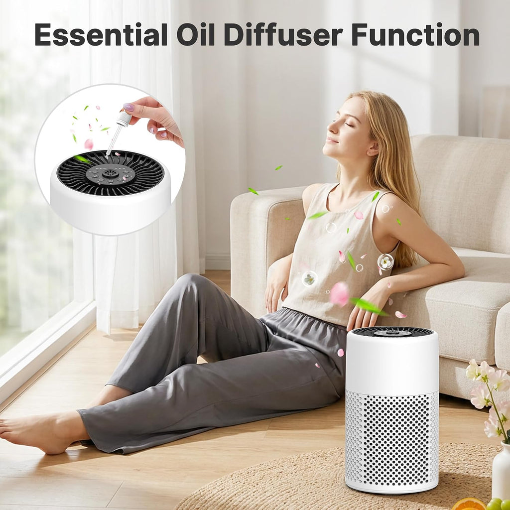 2 Pack Air Purifiers for Bedroom Home, True HEPA Filter for Smoke, White