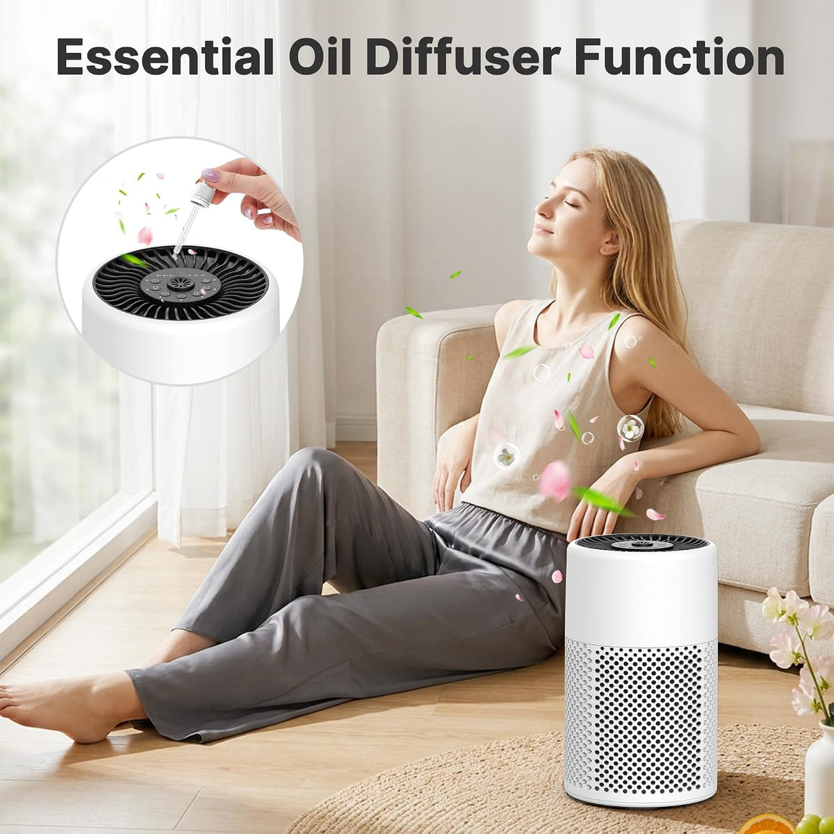 2 Pack Air Purifiers for Bedroom Home, True HEPA Filter for Smoke, White