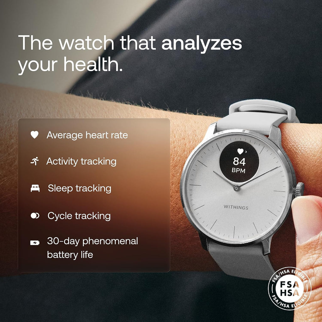 withings scanwatch light - hybrid smartwatch, 24/7 heart shown in use