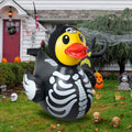 1Pcs 4.6 Feet Halloween Giant Inflatable Duck Outdoor Decorations,Huge Blow Up Yard Yellow Duck with Black Skeleton Bone Cloth Duck Pool Float for Indoor Halloween Party Garden Patio Lawn Decor