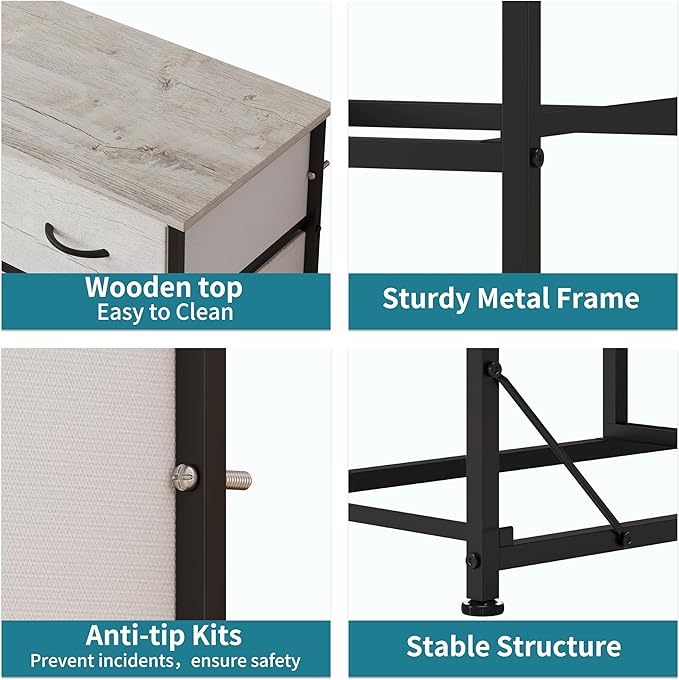 LUMTOK 10-Drawer Dresser, Fabric Storage Dresser Drawers