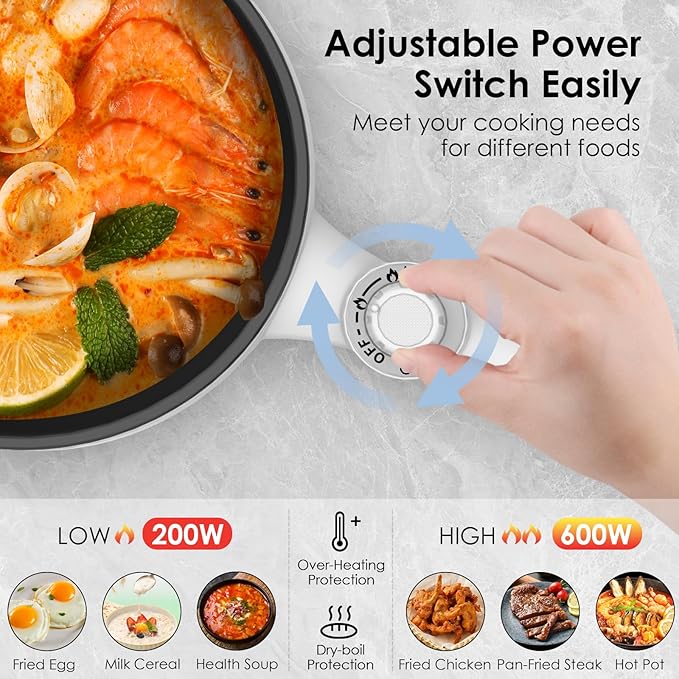 Audecook Hot Pot Electric, 1.7L Mini Electric Skillet Portable Nonstick Sauté