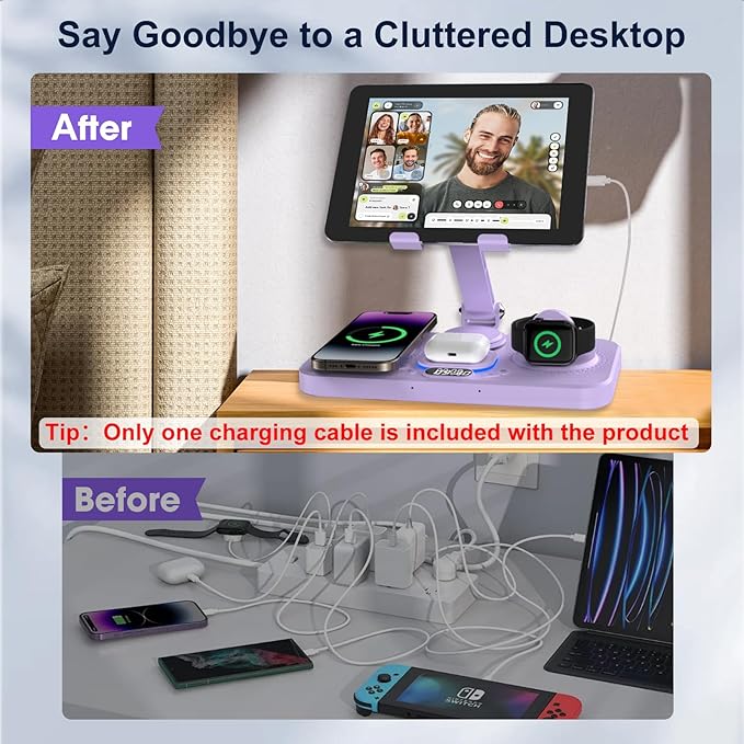 30W Charging Station for Apple Products, Foldable Wireless Charger